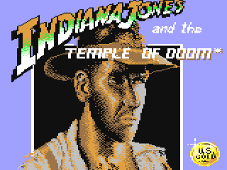 Indiana Jones and the Temple of Doom title screen for Commodore 64